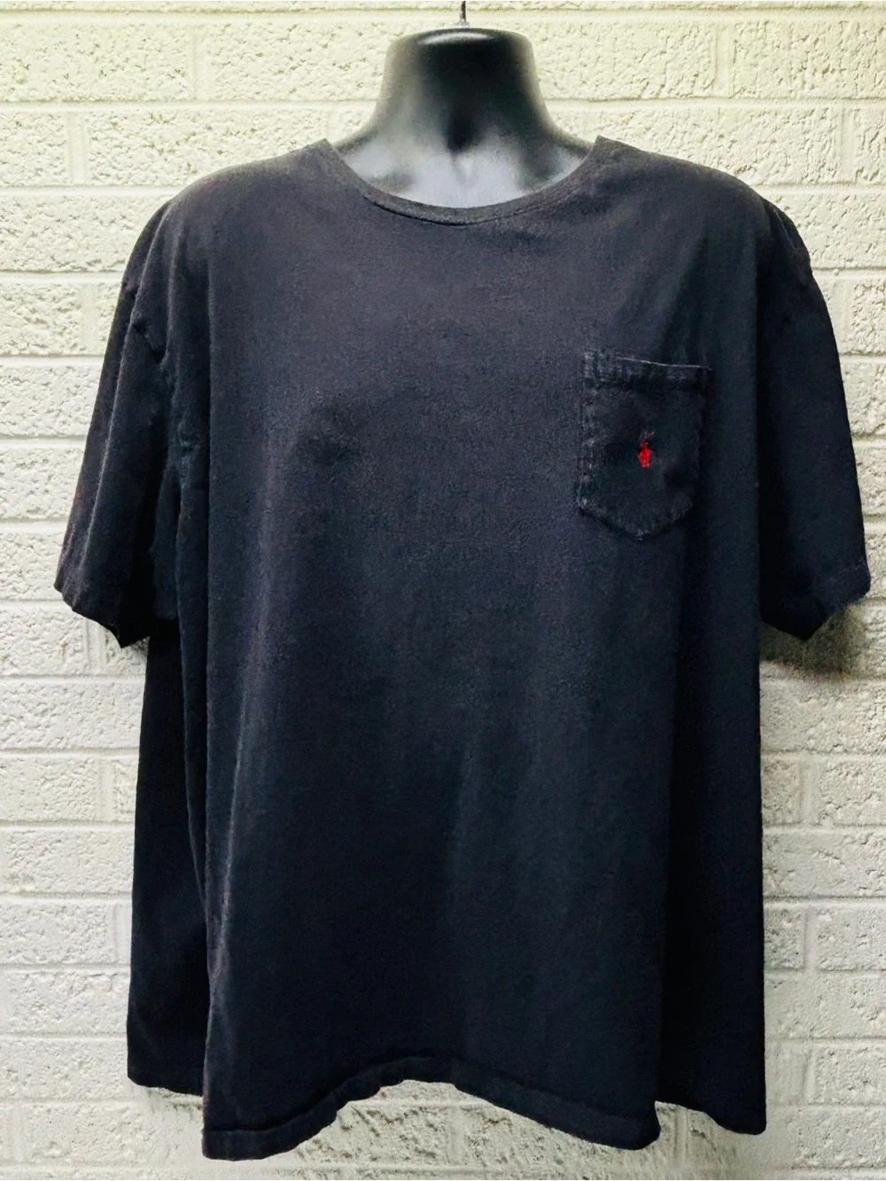 POLO RALPH LAUREN Sz XXL Black Cotton Pocket Shirt Red Pony Classic Fit • VG‼